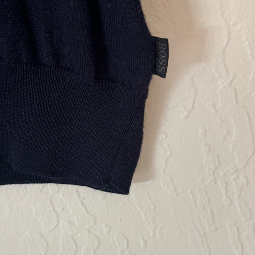 BOSS HUGO BOSS Wool Blend Logo Crewneck Pullover Sweater “Balduin” Dark Blue M - Picture 11 of 16